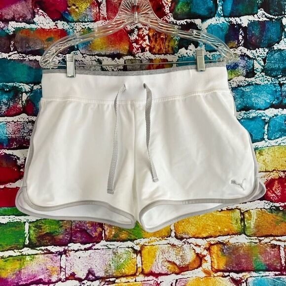 Puma Drywall Dry Cell Shorts White Gray Size Large Sweat Shorts - Picture 1 of 7